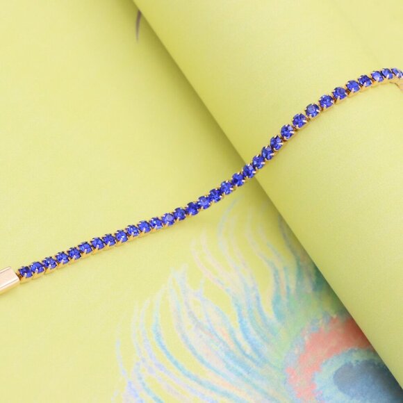 "Elegant Rose Gold Tennis Bracelet with Blue Stones, XPBL0832 - Picture 8 of 12